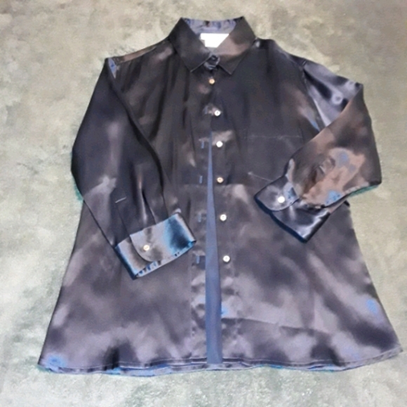 Tracy M Tops - Navy Blue 100% Silk Top